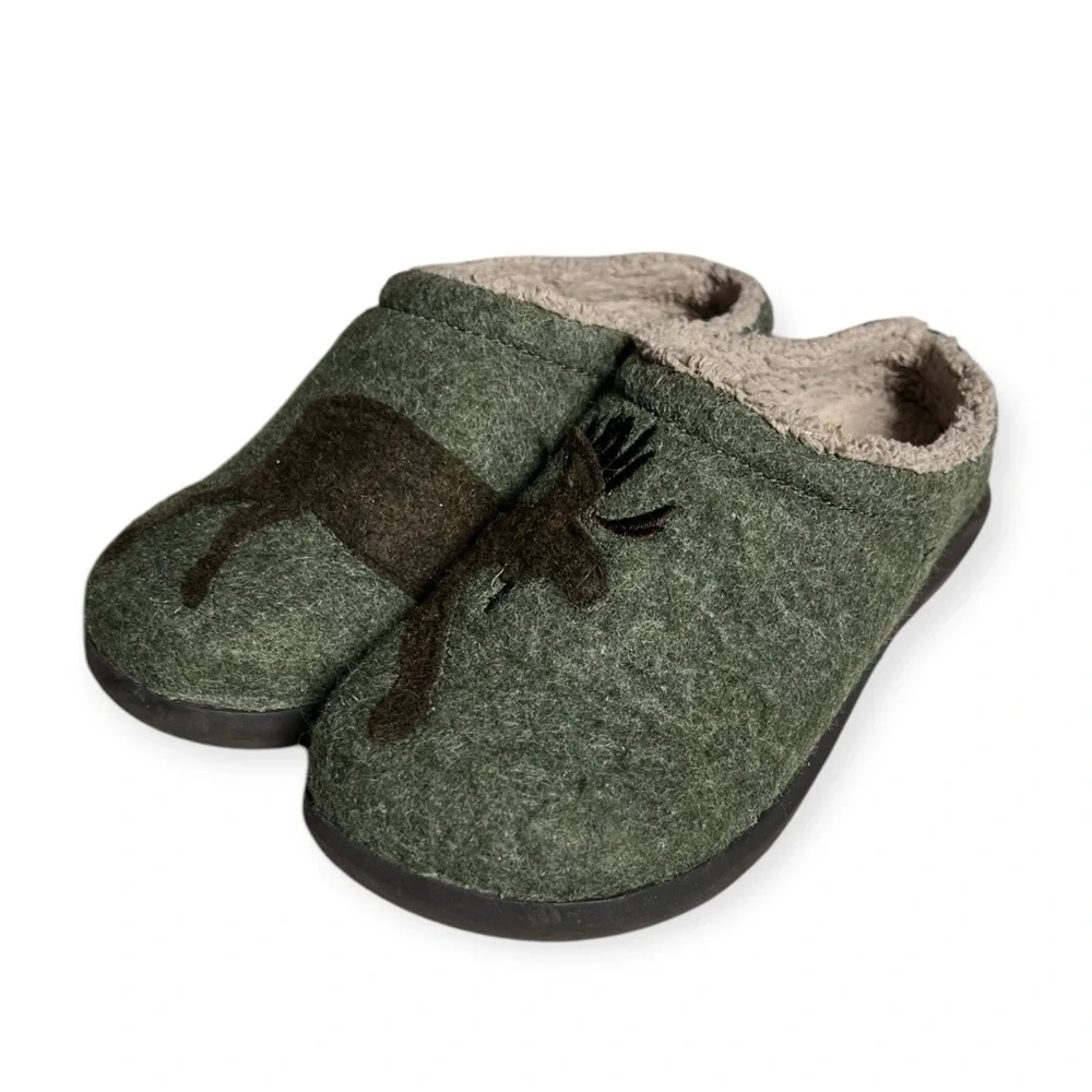 🌻L.L.Bean Moose Pattern Wool-clog style Daybreak Scuffs Women's Size 6_4